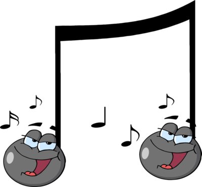 Two singing music notes