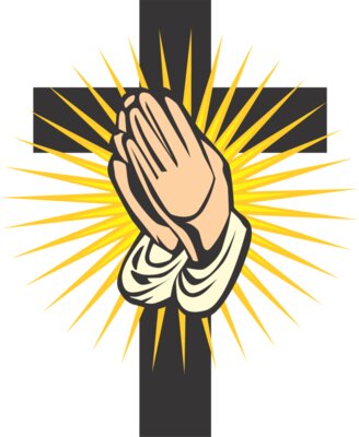 Praying hands cross