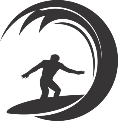 Surfer wave silhouette